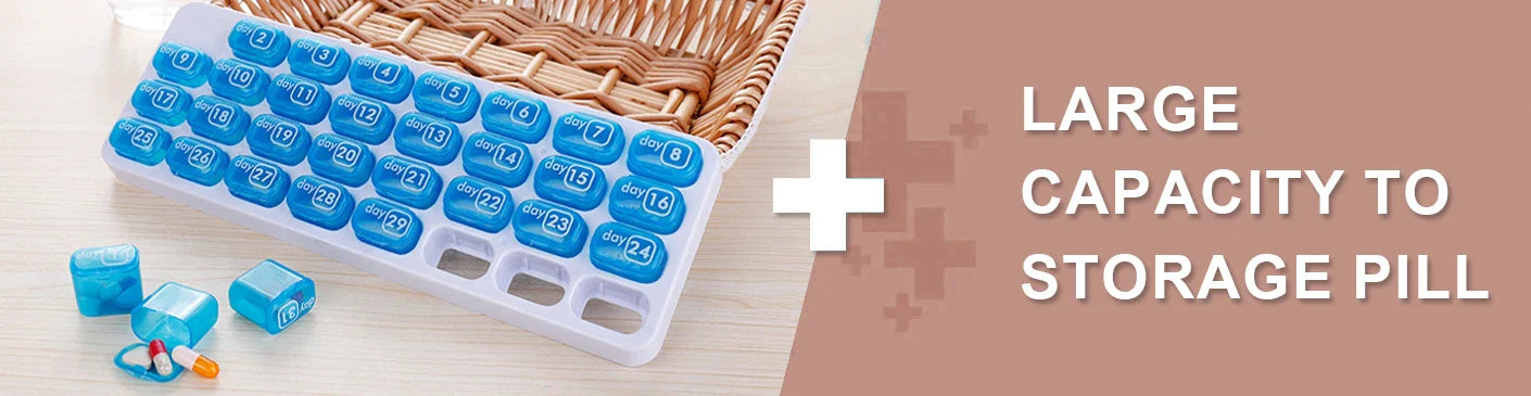 Organize a monthly worth of pills into 31 daily compartments up to 4 doses per day.&nbsp;