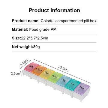 Colorful compartmented pill box