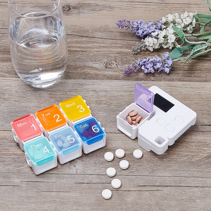 Colorful Electronic Pill Box: Bright Red, Sky Blue, Purple, Colorful, Purple Rd