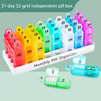 Simplify health management with our Monthly Pill Box, organizing a month's needs with ease.