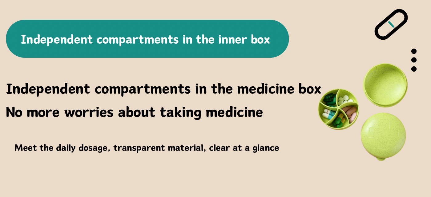 Wheat Straw Round 5 Compartment Medicine Box