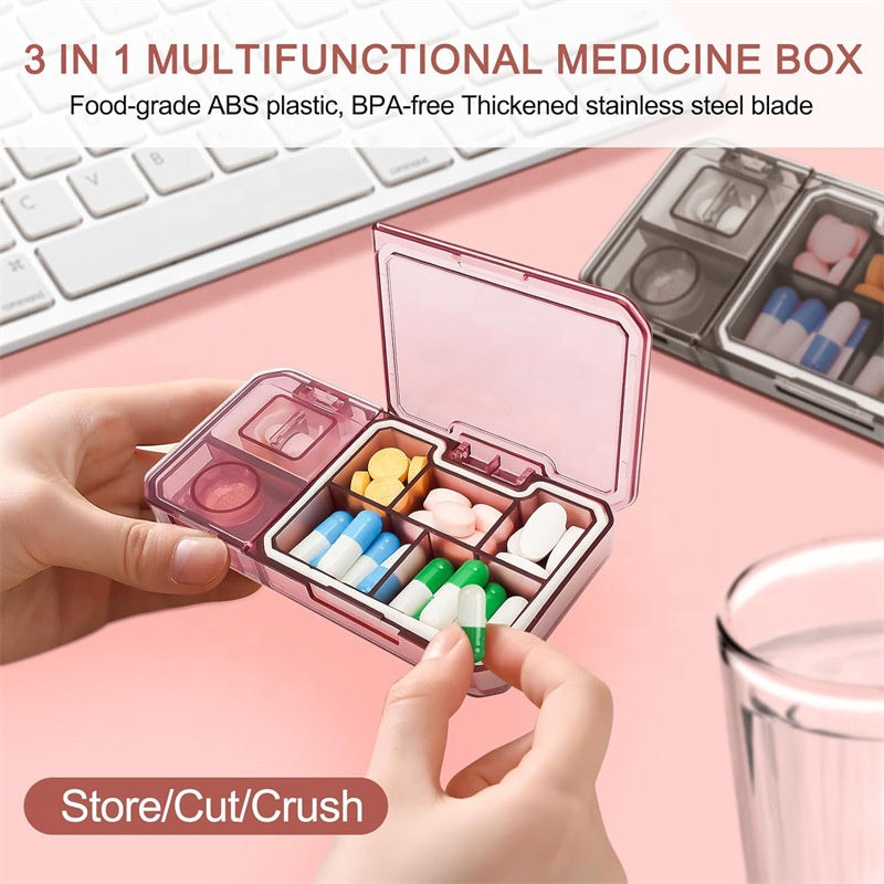 Medicine Organizer Box Pill Cutter Crusher