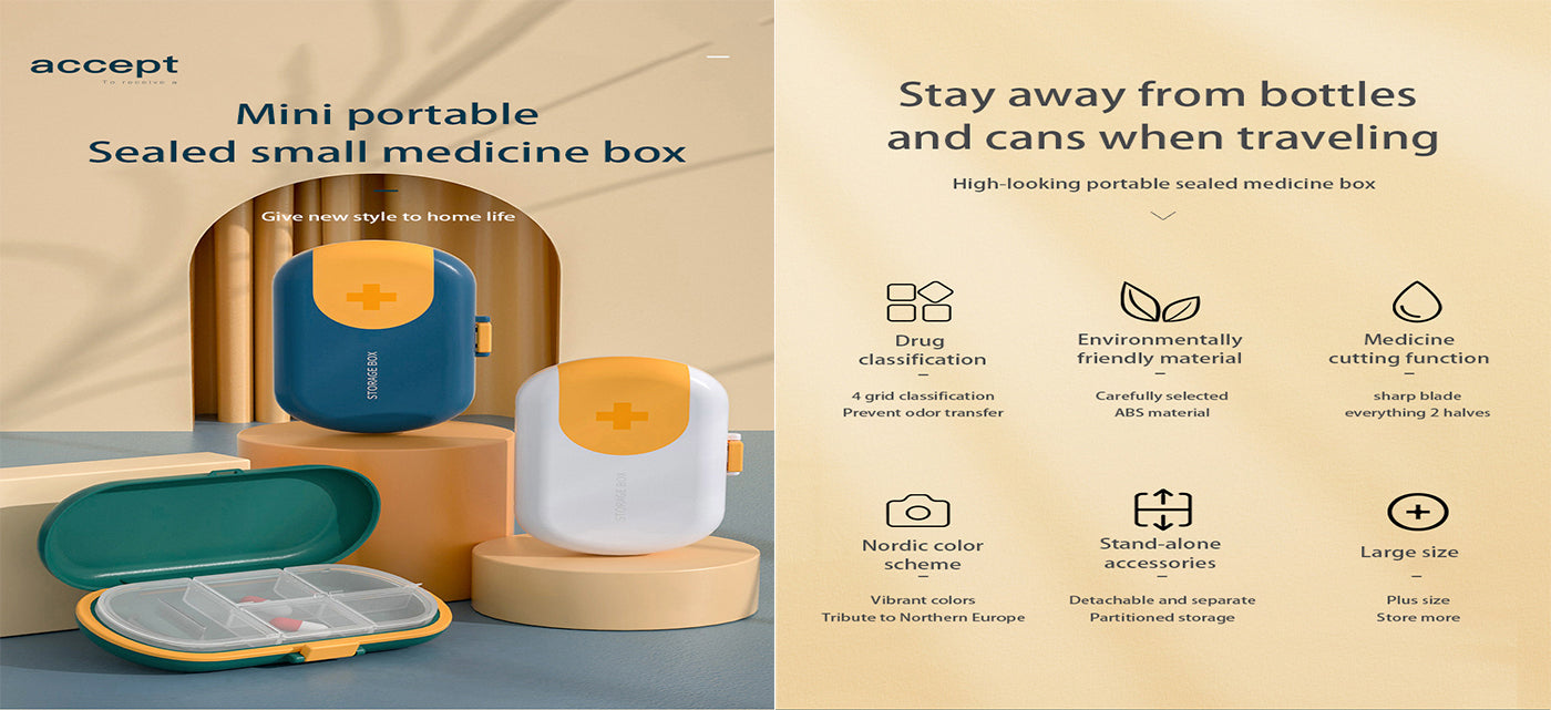 Portable Medicine Box Pill Cutter Box