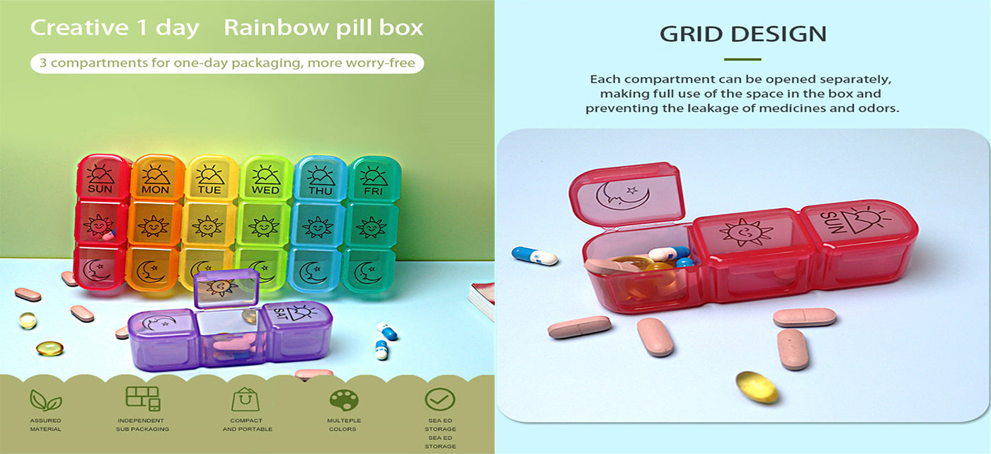 Colorful Travel Daily Pill Box Organizer