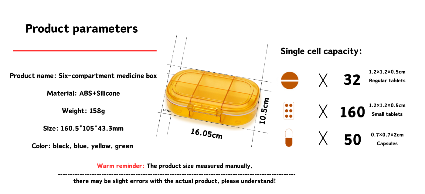 6 Compartment Medicine Box